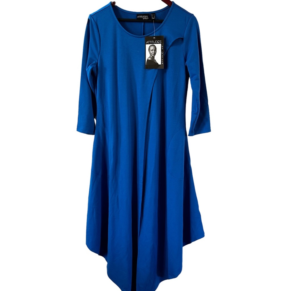 New Attitudes by Renee cobalt royal blue split front tunic style dress small‎
